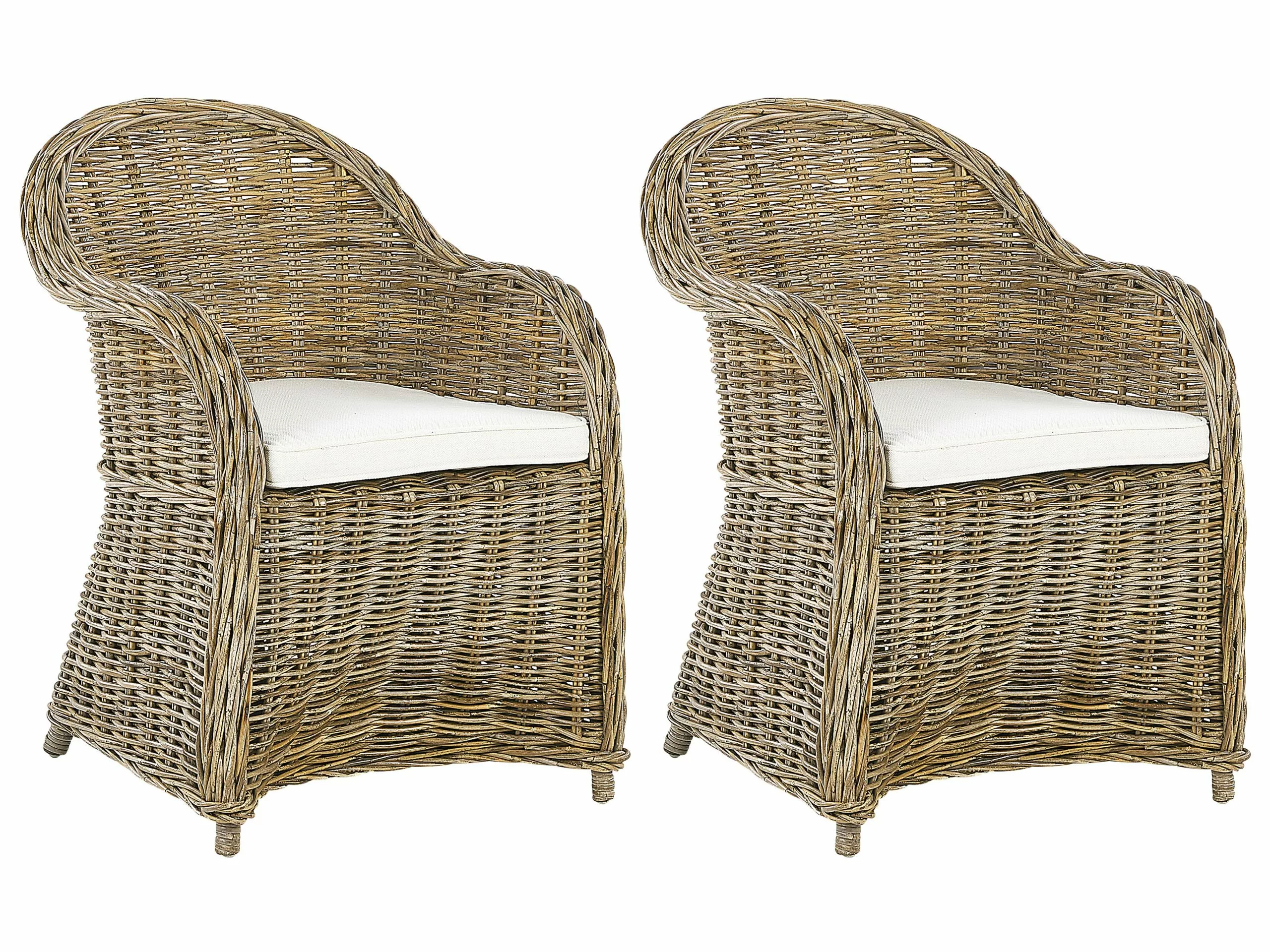 Beliani Puutarhatuoli Rottinki Luonnonväri 2 Kpl SUSUA