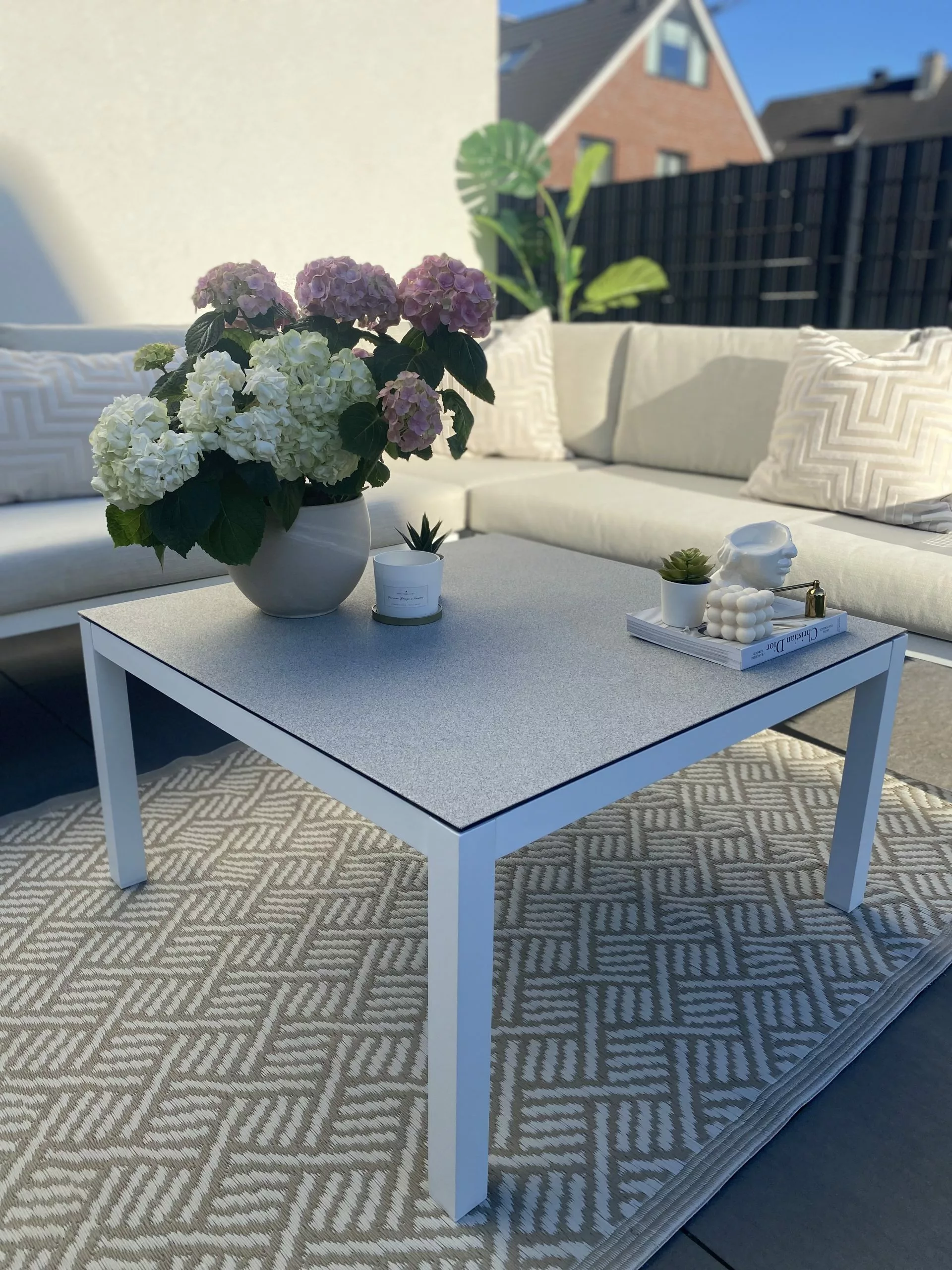 Beliani 4-istuttava Ulkosohvaryhmä Alumiini Vasenk. Valkoinen/ruskea BORELLO - Image 6