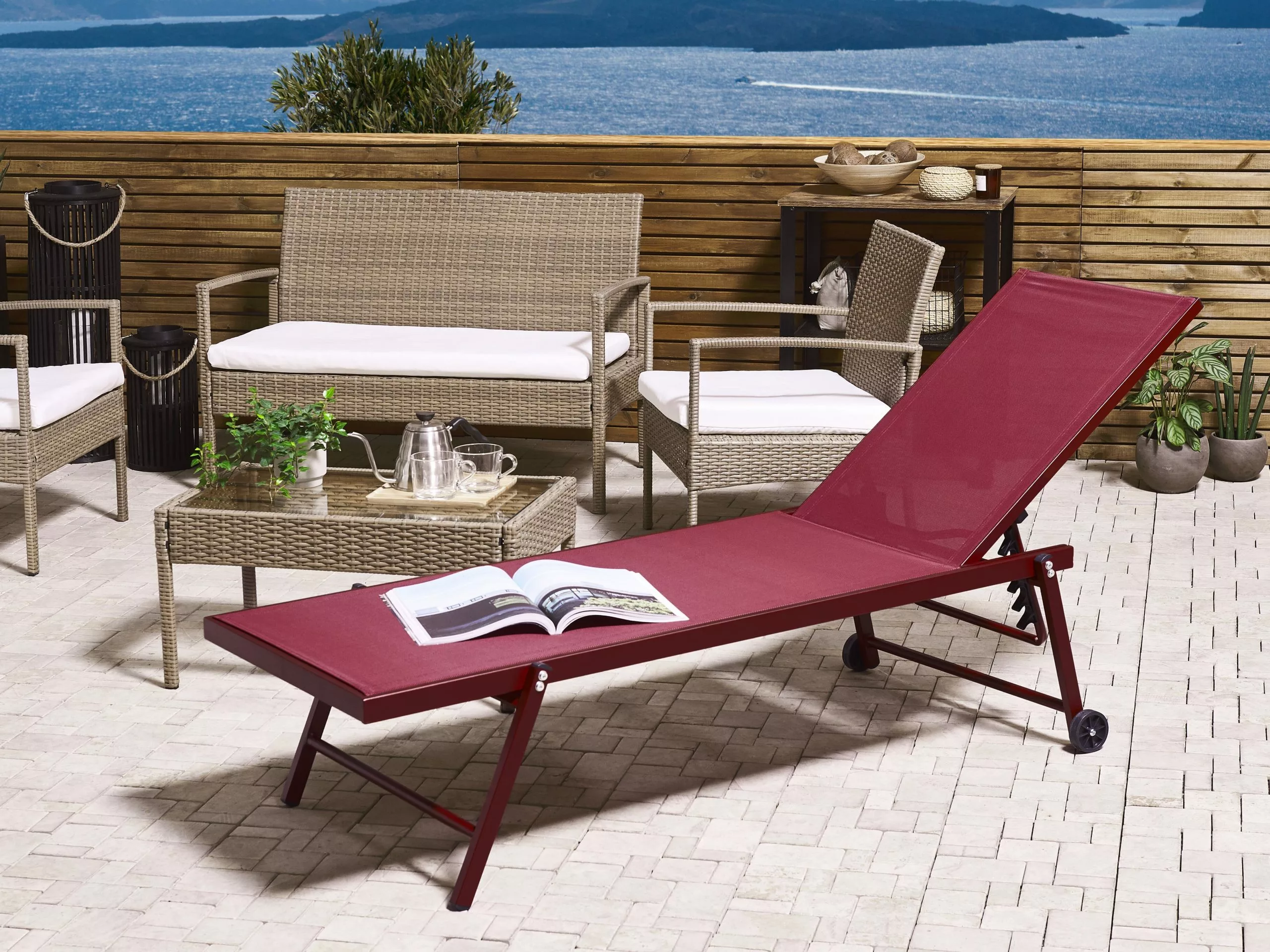 Beliani Metallinen Punainen Aurinkotuoli PORTOFINO - Image 3