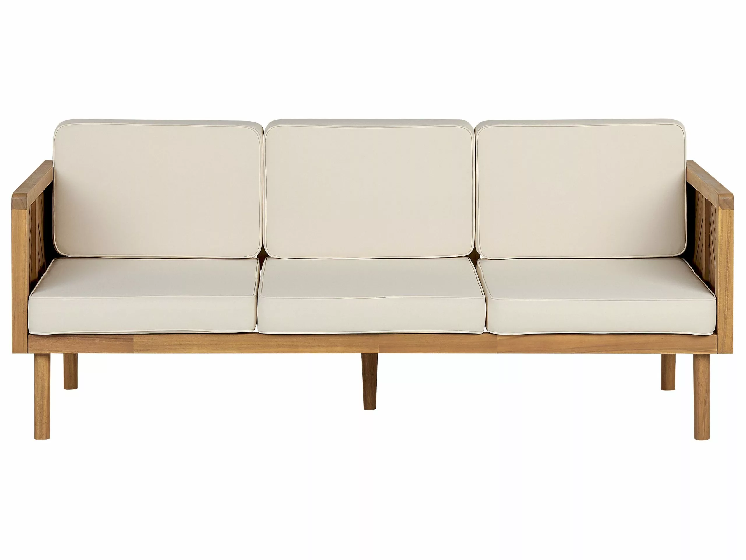 Beliani 5-istuttava Ulkosohvaryhmä Sohvapöytä Ja Rahi Akaasiapuu Valkoinen BARATTI - Image 7