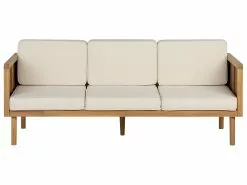 Beliani 3-istuttava Ulkosohva Akasiapuu Valkoinen BARATTI