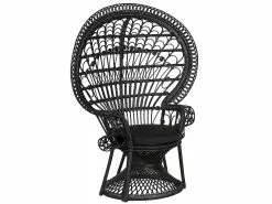 Edessä 24 Beliani Riikinkukkotuoli Rottinki Musta EMMANUELLE