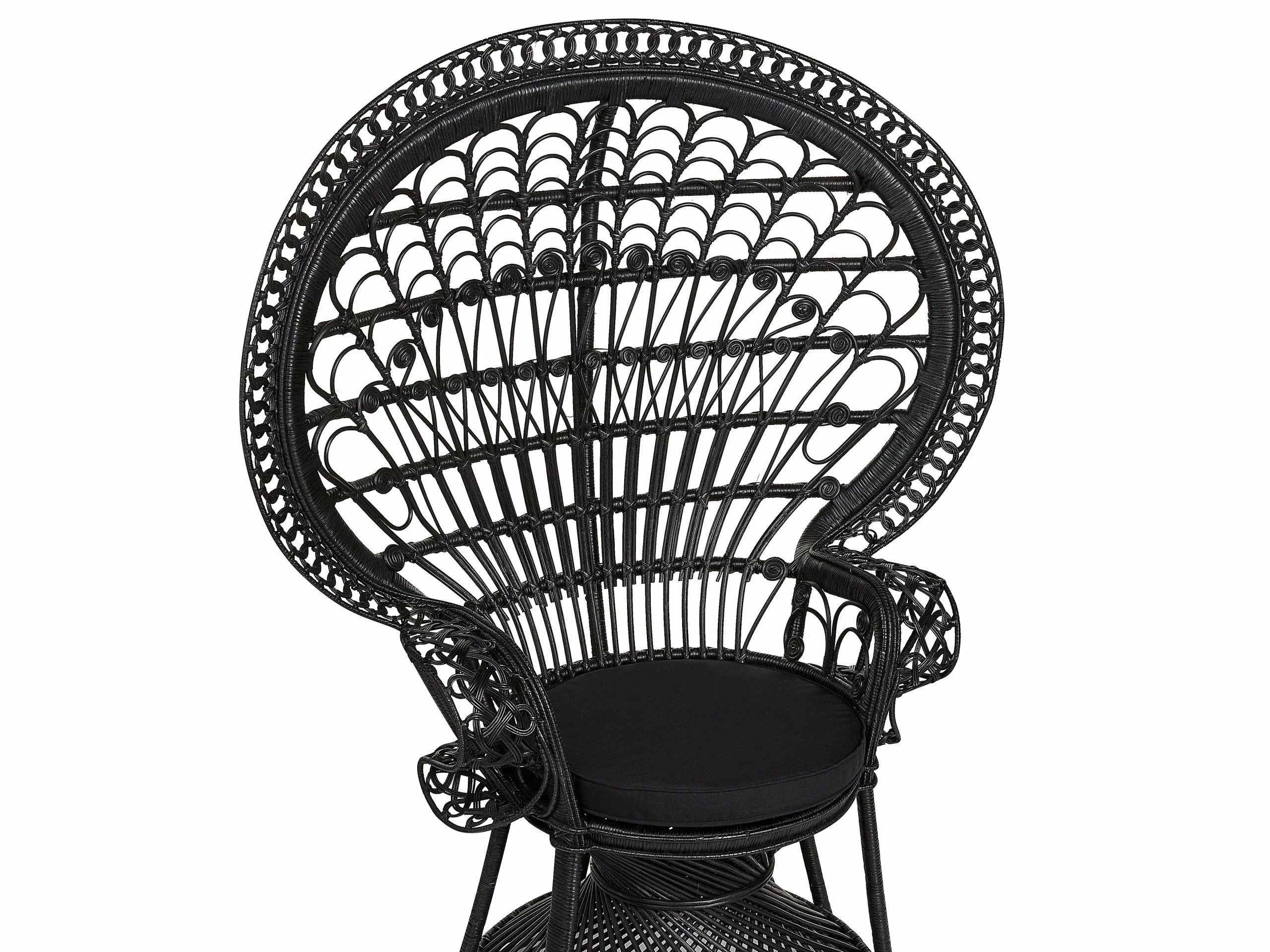 Beliani Riikinkukkotuoli Rottinki Musta EMMANUELLE - Image 6