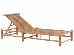 Beliani Aurinkotuoli Bambu Vaalea Puu/luonnonvalkoinen LIGURE -Ulkokalusteet myymälä undef src sa picid 838024 type whitesh image