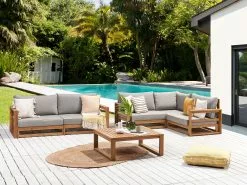 Beliani 4-istuttava Ulkosohvaryhmä Akasiapuu Vaalea Puu TIMOR II -Ulkokalusteet myymälä undef src sa picid 847207 type whitesh image