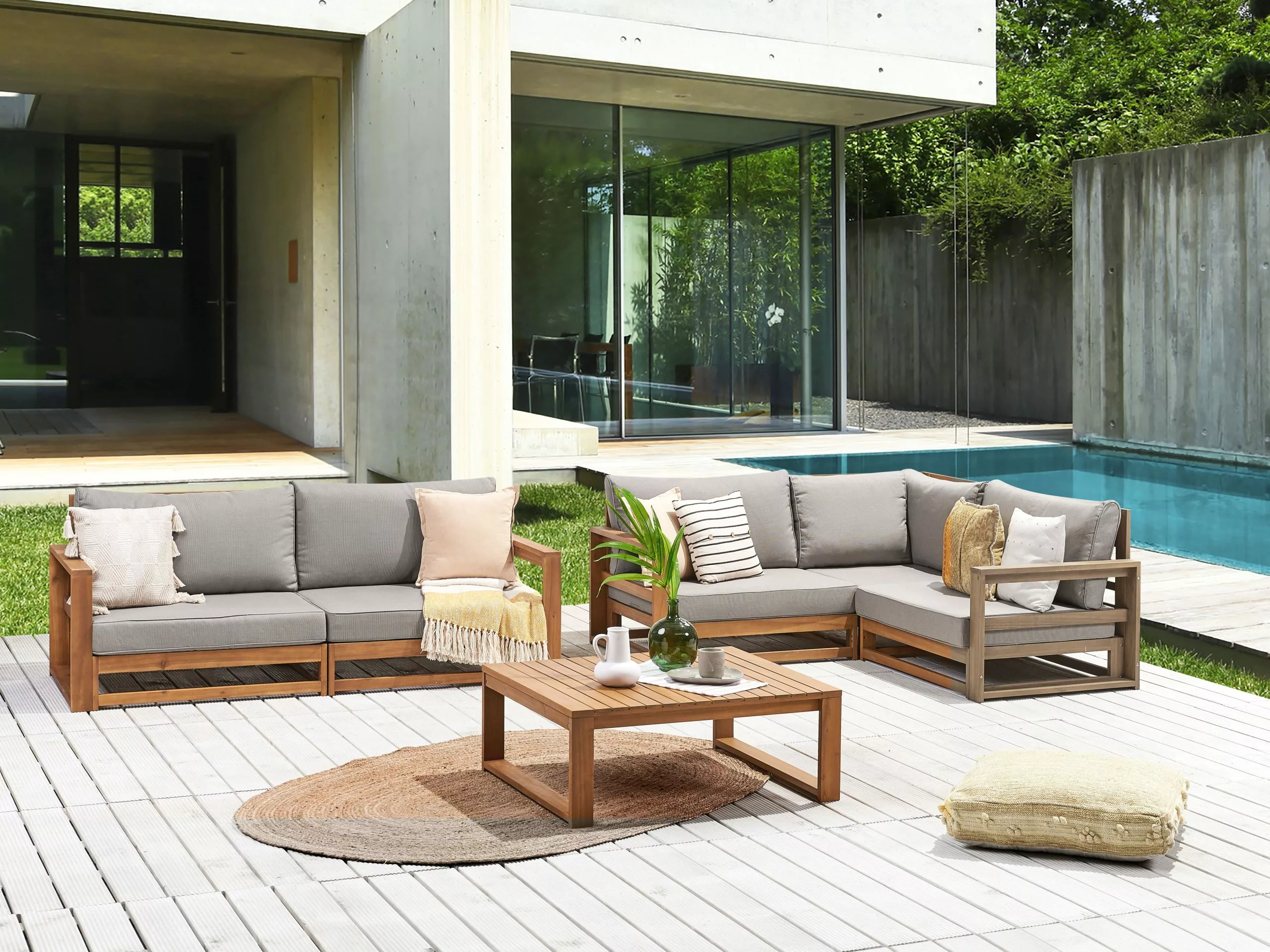 Beliani 4-istuttava Ulkosohvaryhmä Akasiapuu Vaalea Puu TIMOR II - Image 4